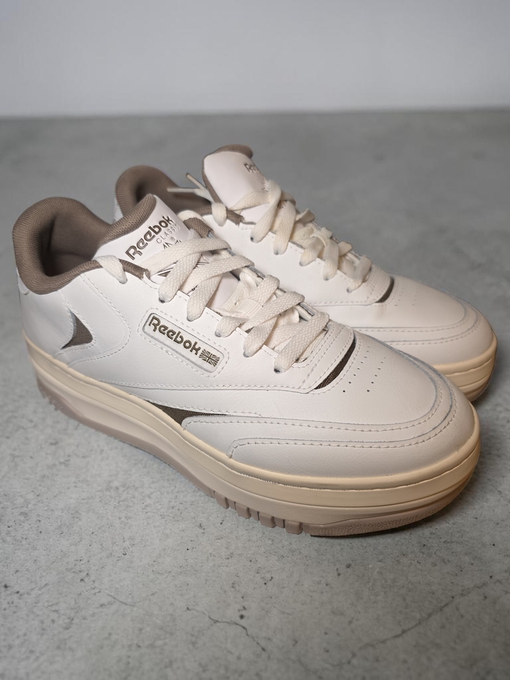 Reebok Cream and Beige Platform Sneakers
